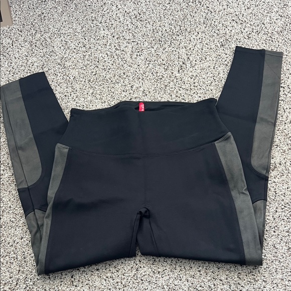 SPANX leggings with faux leather embellishments